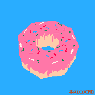 Low-poly spinning 3D model of a donut